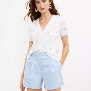 NEW Loft Pleated Shorts in Linen Twill 2 Lavender